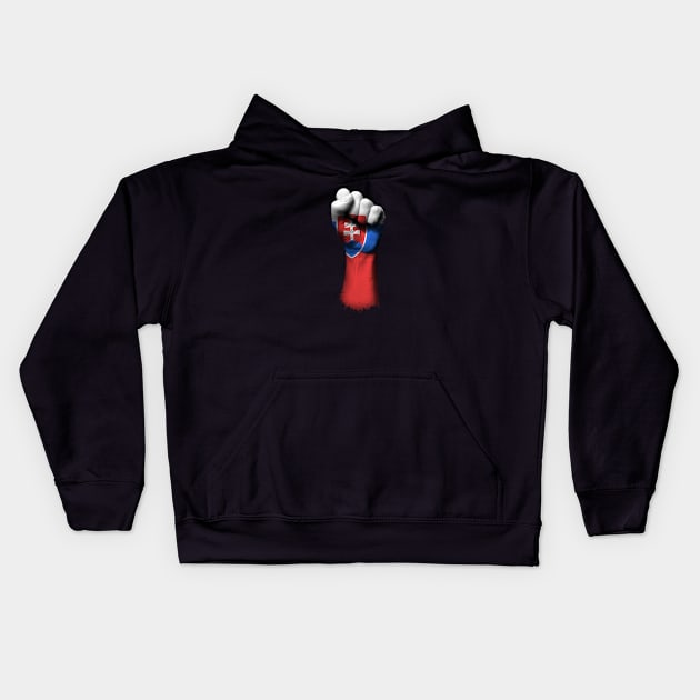 Flag of Slovakia on a Raised Clenched Fist Kids Hoodie by jeffbartels